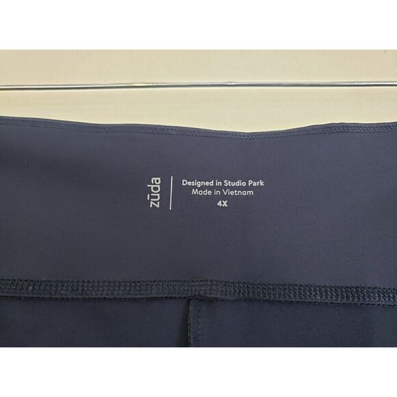 (J5) zuda Stretch Leggings Womens Plus Size 4X With Reflective Coverstitch Navy - Picture 6 of 8